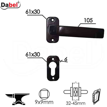 Slika Kvaka rozeta za metalna vrata DABEL JACA Cm 30/61/6/105/9 mm cilindar 0101904